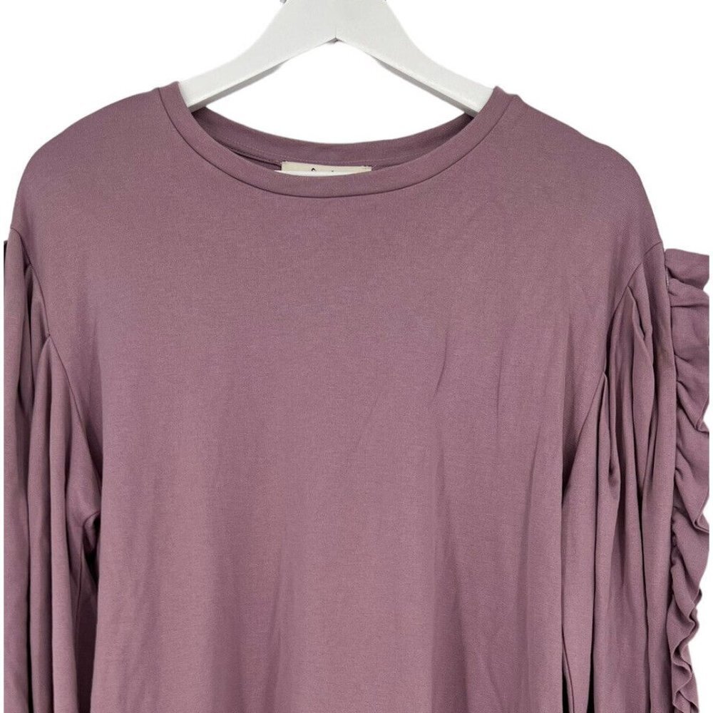 Women’s Ruffle-Sleeve Pullover Top in Mauve - Picture 2 of 16